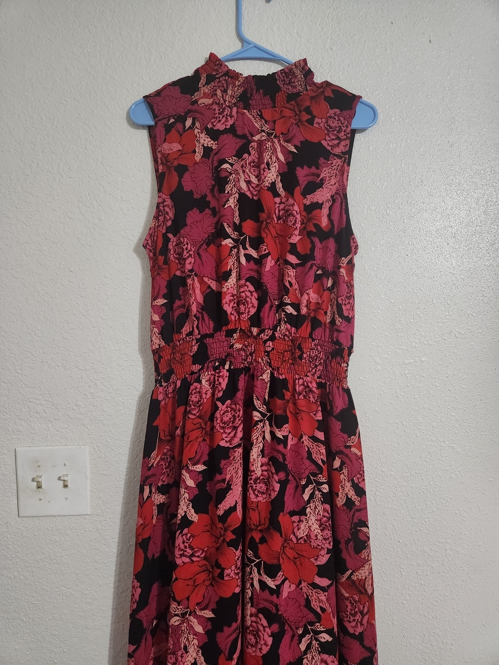 Sleeveless Floral Dress - Pink & Red